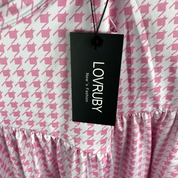 2 pc Womens XXL Pink Houndstooth Two-Piece Athletic Golf Tennis Dress & Shorts - Picture 9 of 16